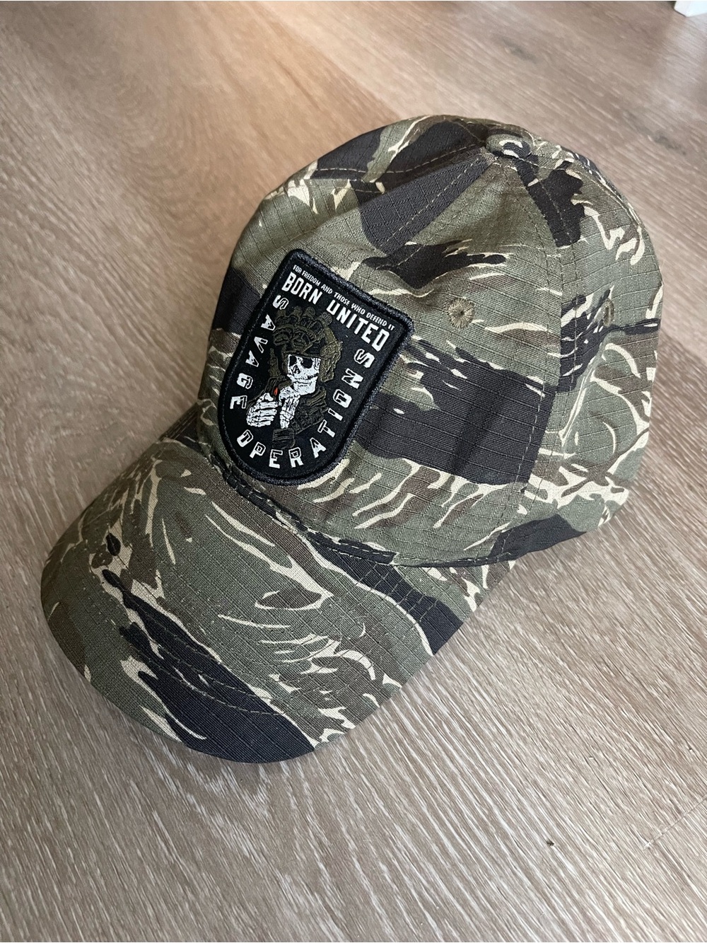 Born United Camouflage Baseball Cap With Savage Operations Patch